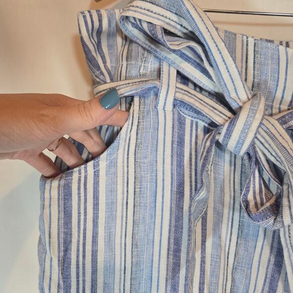 GAP Linen Bld Striped Nautical Coastal Tie Belt Wide Leg High Rise Pants 16 - Picture 4 of 11